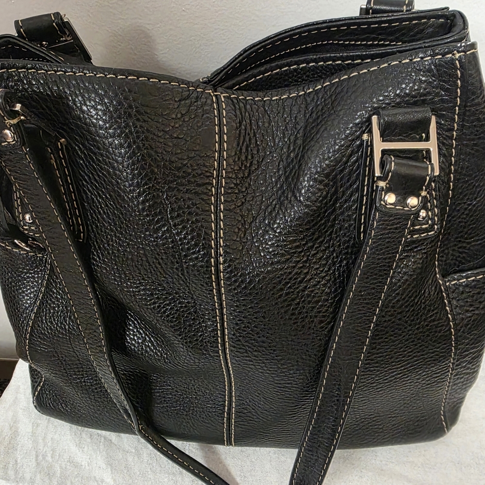 Elegant Black Leather Tote Bag